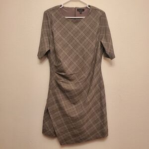 Nicole Miller Asymmetrical Plaid Dress in Gray
